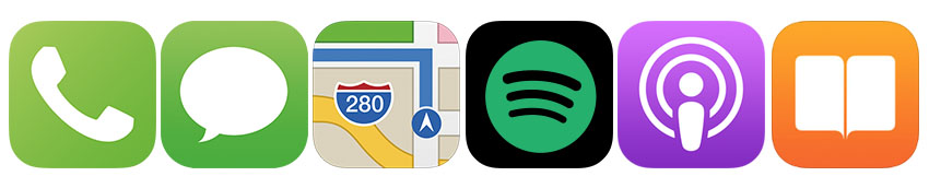 Apple CarPlay Icons available on Kenwood in-car systems