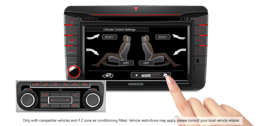 Volkswagen claimate control displayed on DNX516DABS
